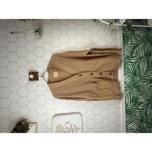 Love for Humanity Tan Ribbed Button-Up Cardigan Sweater - Size - Large